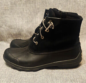 Sperry Maritime Repel Black Suede Duck Boots Womens Size 7 Waterproof Rain Shoes